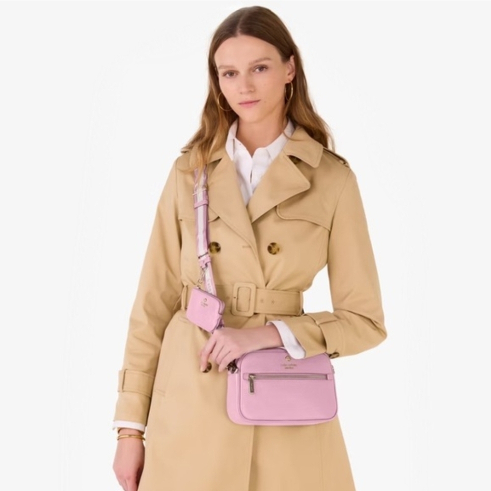 Kate Spade Emma Pebbled Leather Crossbody Bag Mandavilla Pink - Picture 2 of 9